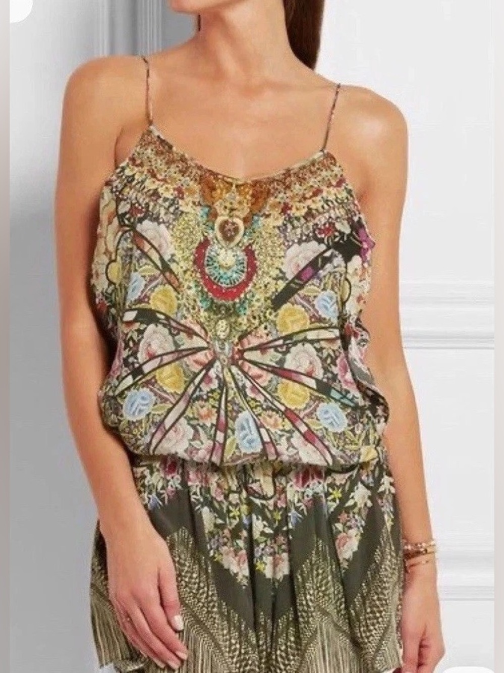 Camilla Flamenco Sweep Silk Crystal Embellished Playsuit Romper Sz L / US 10 / 3 - Picture 3 of 6